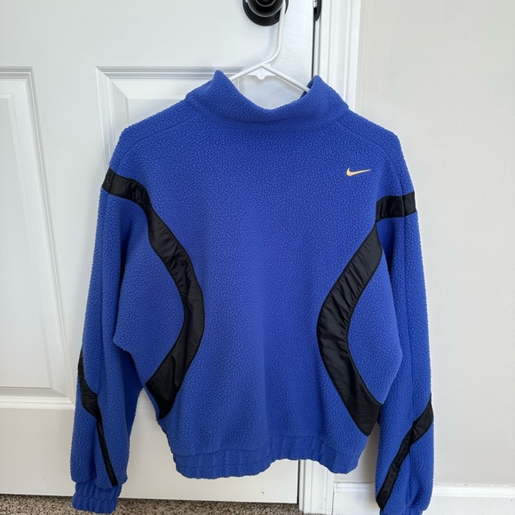 Nike NSW 1/4 Zip Fleece Pullover Womens Size Small Blue Black - Picture 2 of 2